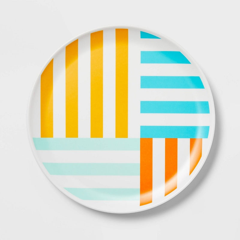 4pk Multi Striped Dinner Plates - Sun Squad