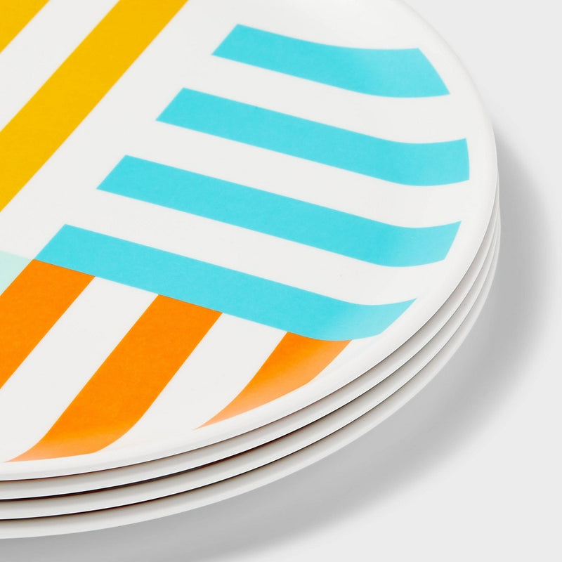 4pk Multi Striped Dinner Plates - Sun Squad