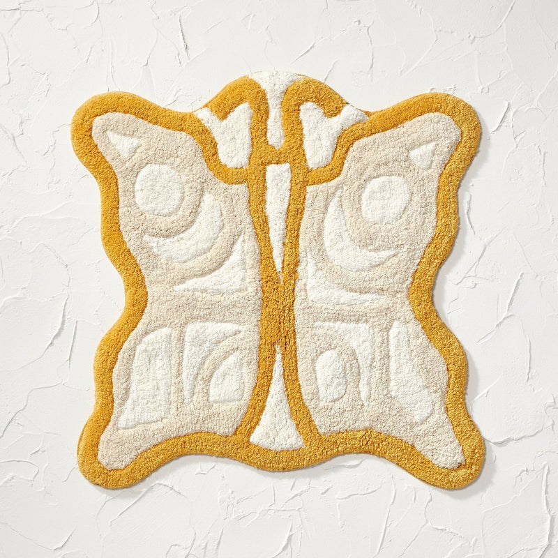 26"x26" Butterfly Shaped Bath Rug Yellow - Opalhouse designed with Jungalow (LOCAL PICKUP ONLY)