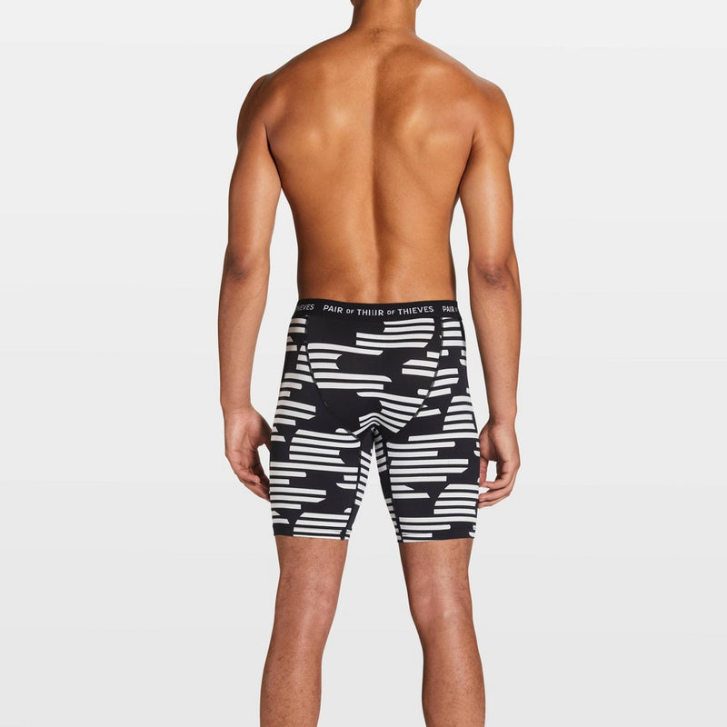 Pair of Thieves Men's Super Fit Long Leg Striped Boxer Briefs - Black XL: Comfortable, Lightweight, Stretch, Opaque, Machine Washable
