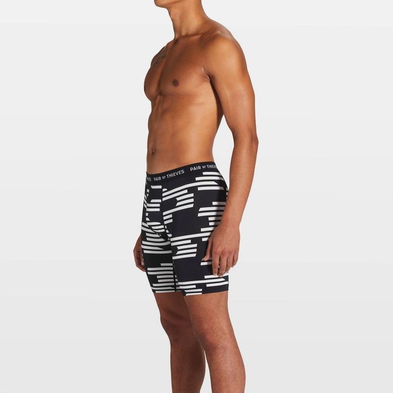 Pair of Thieves Men's Super Fit Long Leg Striped Boxer Briefs - Black XL: Comfortable, Lightweight, Stretch, Opaque, Machine Washable
