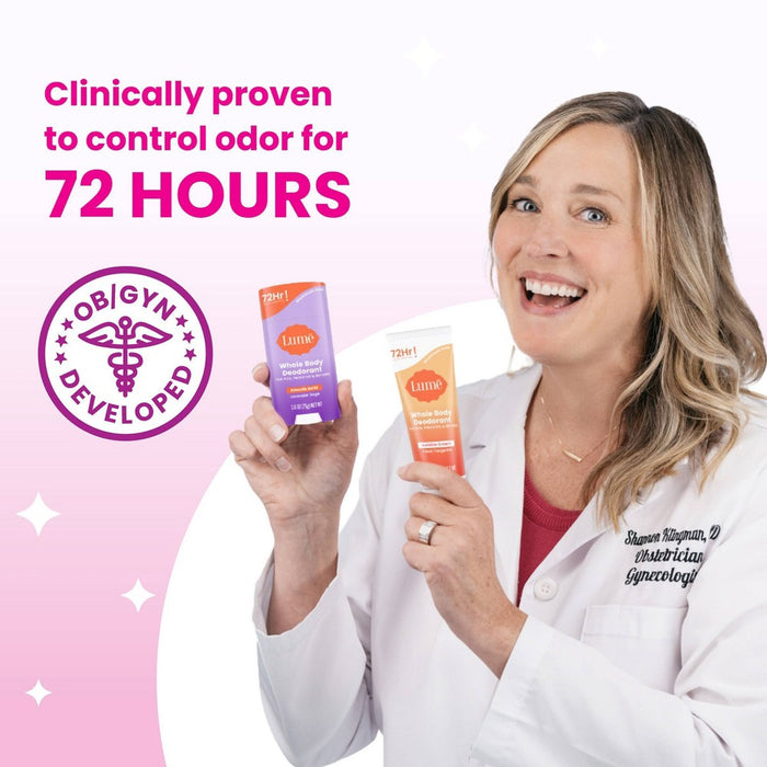 Lume Whole Body Women's Deodorant - Mini Invisible Cream Tube - Aluminum Free - Clean Tangerine Scent - Trial Size - 0.5oz