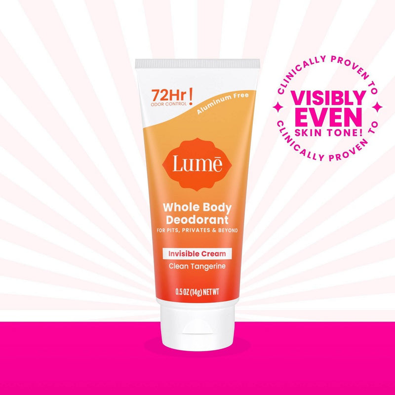 Lume Whole Body Women's Deodorant - Mini Invisible Cream Tube - Aluminum Free - Clean Tangerine Scent - Trial Size - 0.5oz