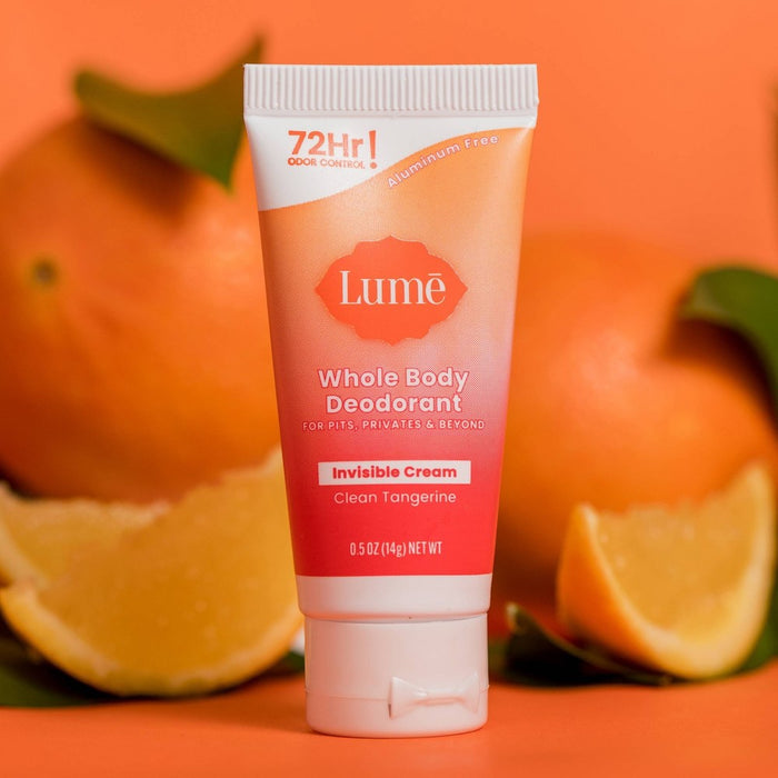Lume Whole Body Women's Deodorant - Mini Invisible Cream Tube - Aluminum Free - Clean Tangerine Scent - Trial Size - 0.5oz