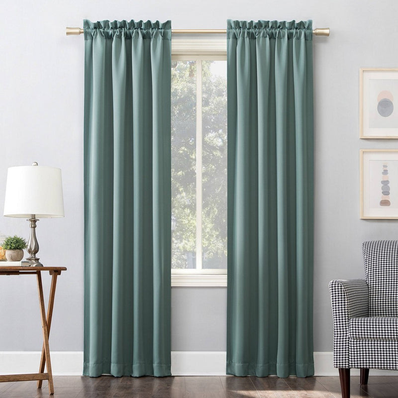 40"x84" Sun Zero Blackout Kenneth Energy Saving Rod Pocket Curtain Panel Blue