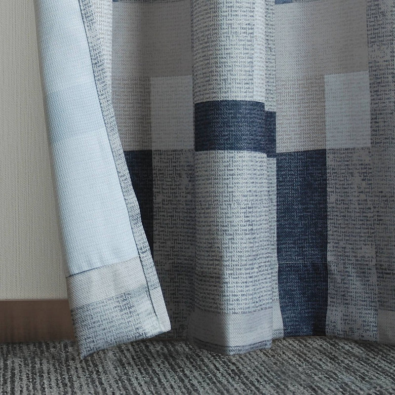 96"x40" Takumi Geometric Blocks Light Filtering Grommet Top Curtain Panel Navy - No. 918