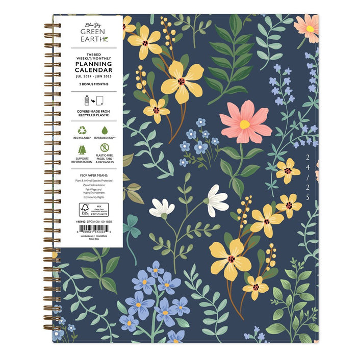 Blue Sky 2024-25 Weekly/Monthly Planner 11"x8.5" Sustainability Wirebound Nolana