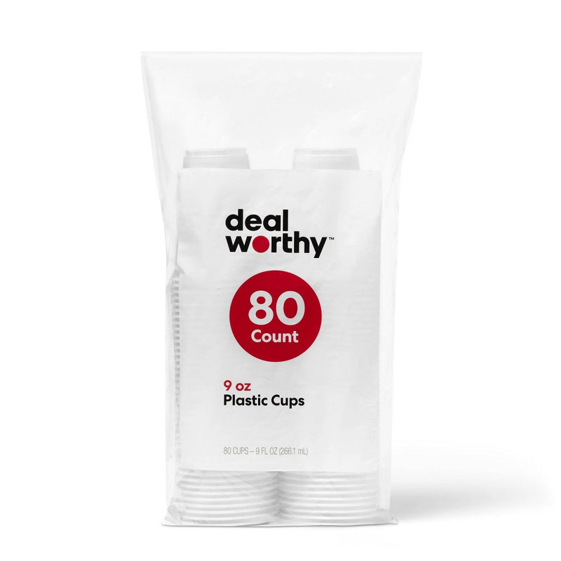 Clear Disposable Cups - 9 fl oz/80ct - Dealworthy