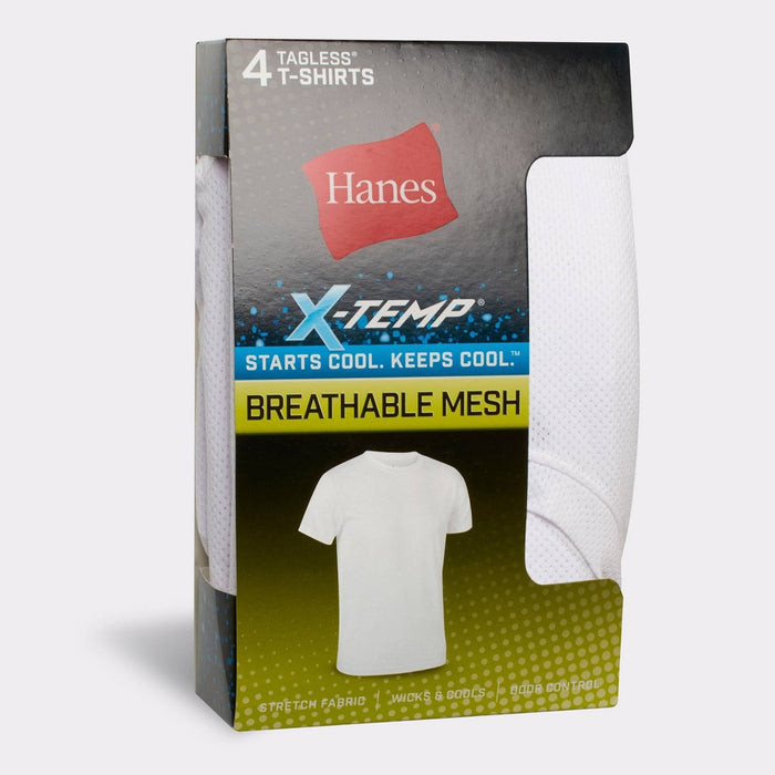 Hanes Boys' 4pk Xtemp Crew T-Shirt - White S