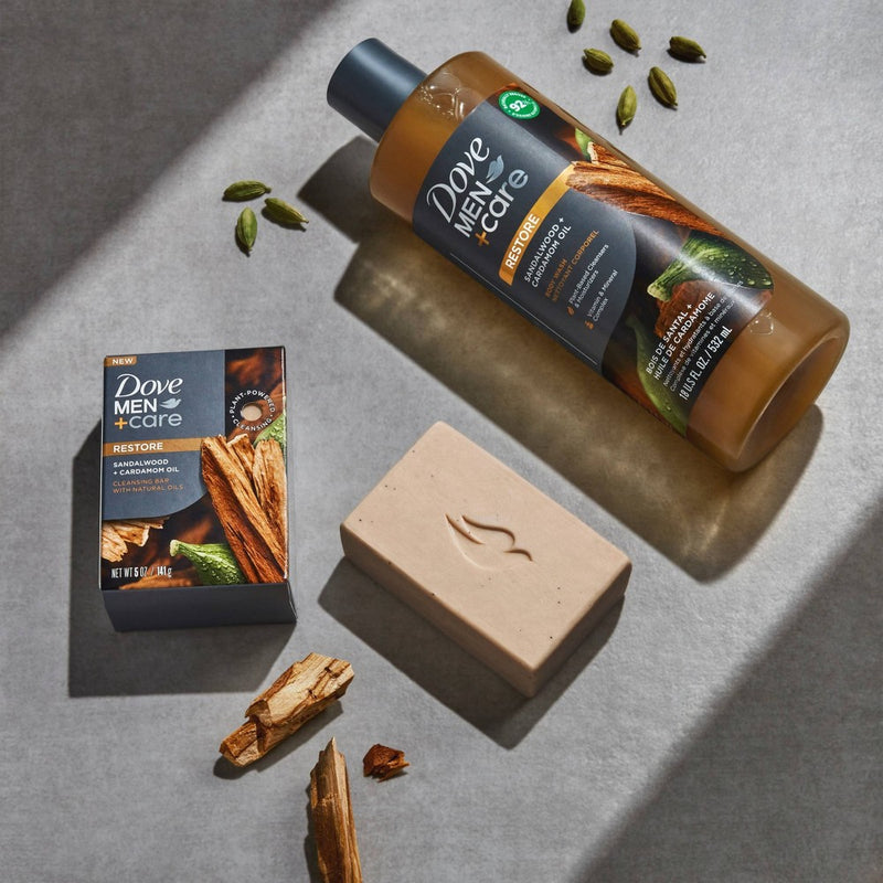 Dove Men+Care Restoring Sandalwood + Cardamom Oil Hydrating Body Wash - 18 fl oz