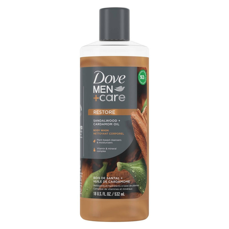 Dove Men+Care Restoring Sandalwood + Cardamom Oil Hydrating Body Wash - 18 fl oz