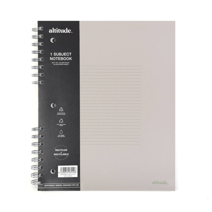 Altitude 200pg 1 Subject College Ruled Notebook 11"x9" Split Wire Warm Gray Arch