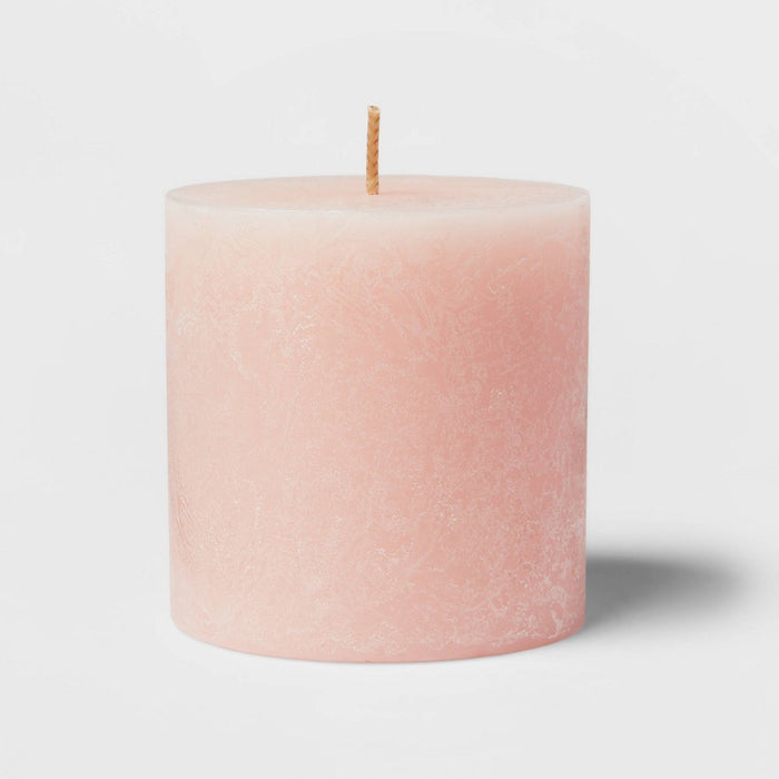 3"x3" Peony & Cherry Blossom Cozy Pillar Candle Pink - Threshold