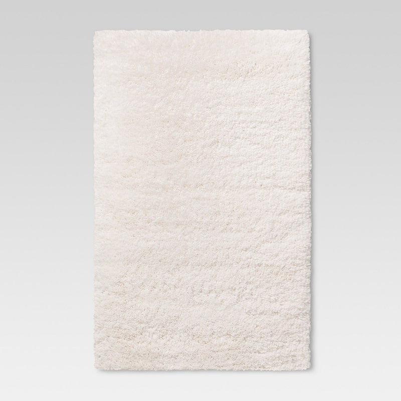 2'6"x3'10" Washable Plush Shag Accent Rug Cream - Room Essentials