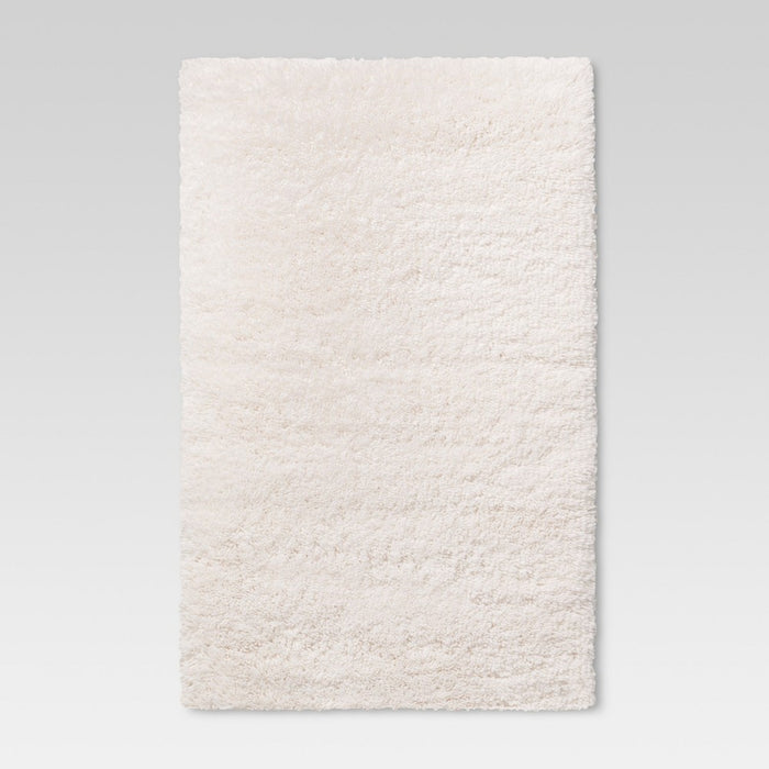 2'6"x3'10" Washable Plush Shag Accent Rug Cream - Room Essentials