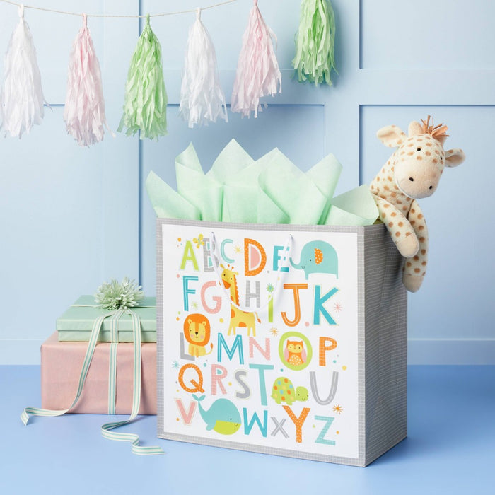 Large ABC's and Animals Baby Shower Gift Bag - Spritz