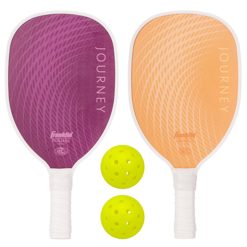 Franklin Sports 2 Player Wood Journey Pickleball Paddle Ball Se- Purple/Orange