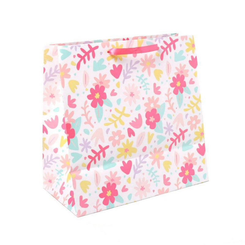 Square Floral Gift Bag with Glitter - Spritz