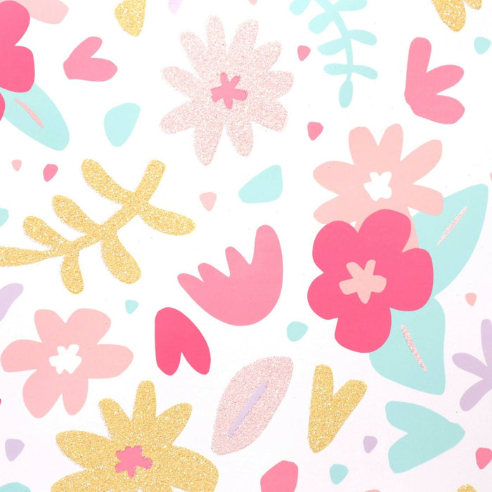 Square Floral Gift Bag with Glitter - Spritz