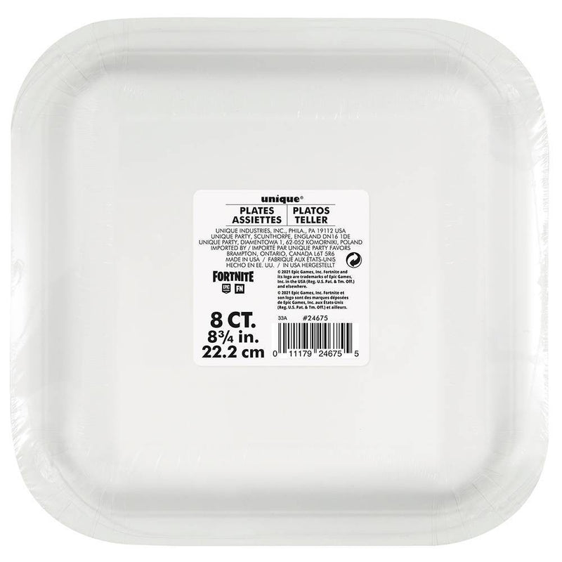 Fortnite 9" 8ct Dinnerware Plates Black/White