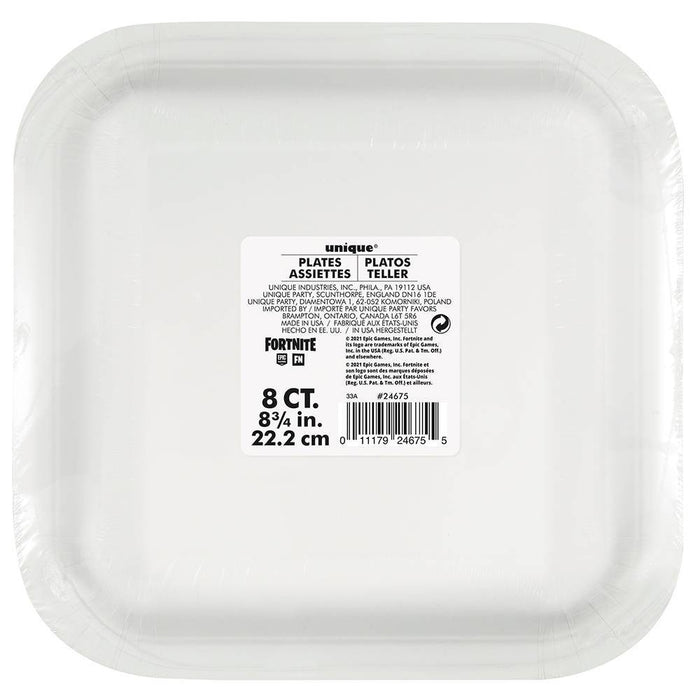 Fortnite 9" 8ct Dinnerware Plates Black/White