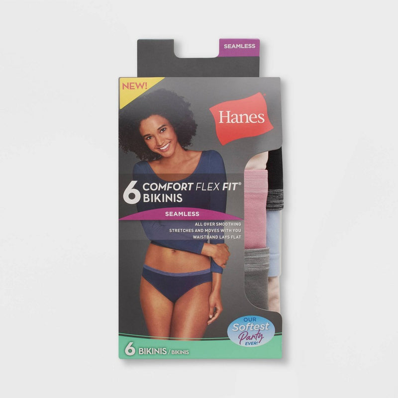 Hanes Women's 6pk Comfort Flex Fit Seamless Bikini Underwear - Colors May Vary M