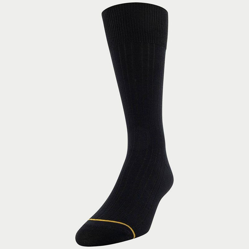 Signature Gold by GOLDTOE Men's Cotton Crew Dress Rib Socks 3pk - Black 6-12.5