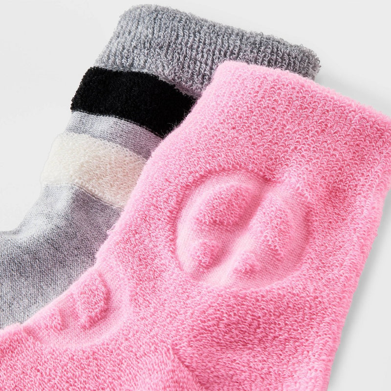 Girls' 2pk French Terry Peace Sign Socks - art class Gray/Pink M