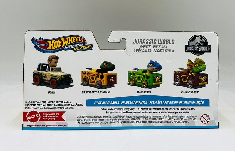 Hot Wheels RacerVerse Jurassic World Diecast Vehicles - 4pk