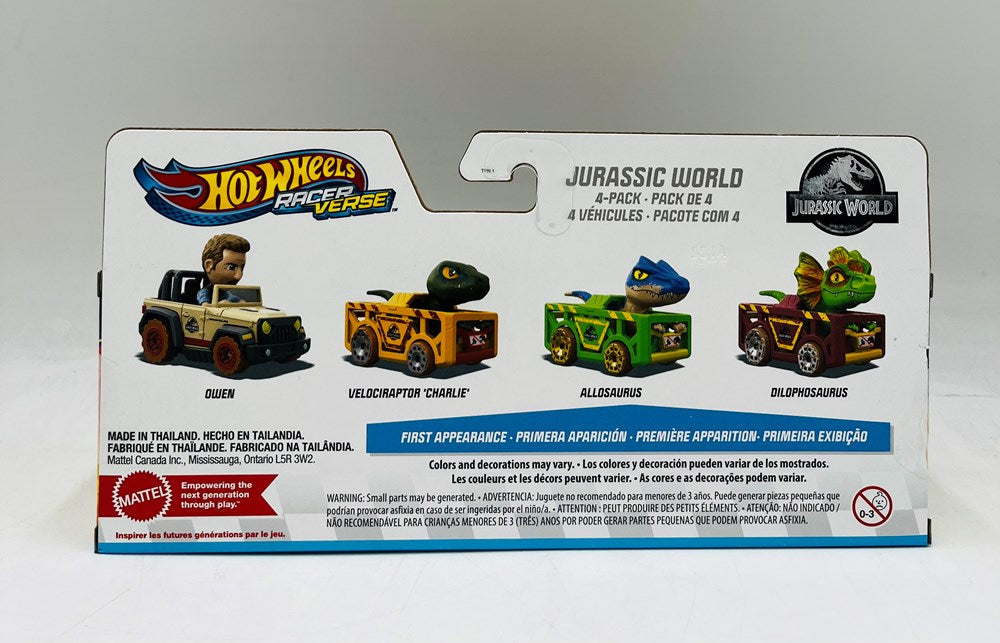 Hot Wheels RacerVerse Jurassic World Diecast Vehicles - 4pk