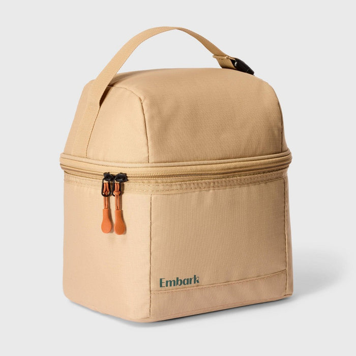 Dual Compartment Classic Molded Lunch Bag Tan - Embark?