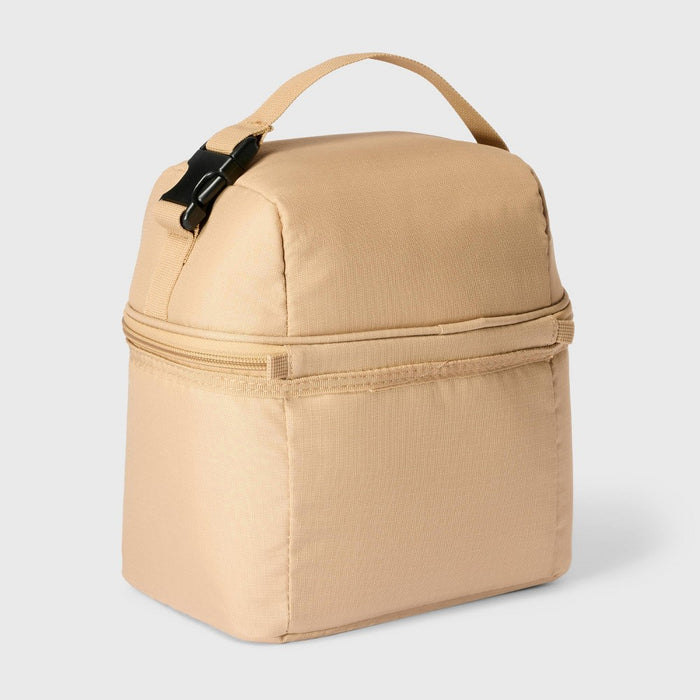 Dual Compartment Classic Molded Lunch Bag Tan - Embark?