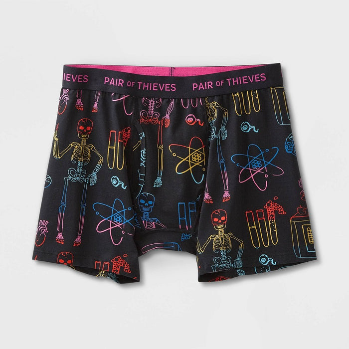 Pair of Thieves Men's Science Print Super Soft Boxer Briefs - Black/Science L: Comfortable, Lightweight, Mid Rise, Cotton Blend