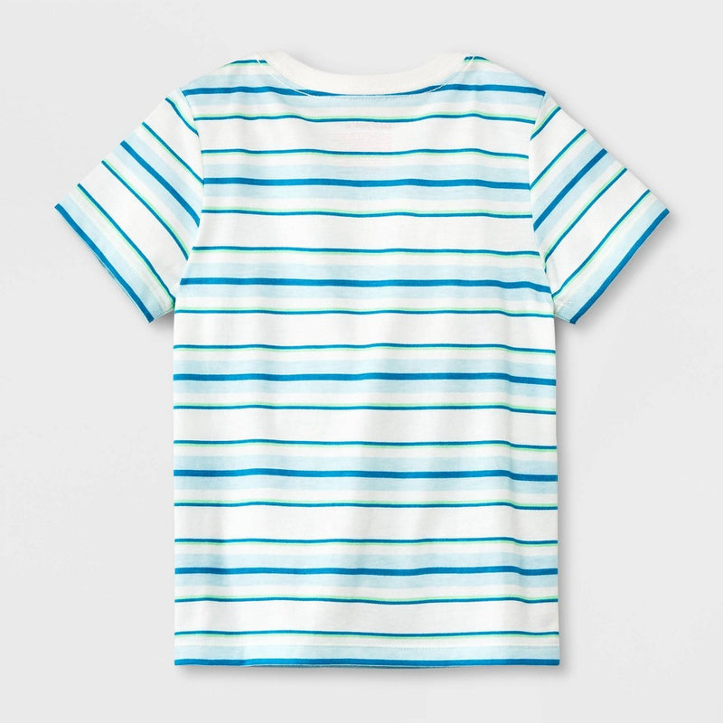 Toddler Boys' 3pk Short Sleeve Striped T-Shirt - Cat & Jack Cream/Green/Blue 4T