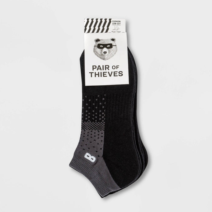 Pair of Thieves Men's Cushion Low-Cut Socks 3pk - Black 6-12