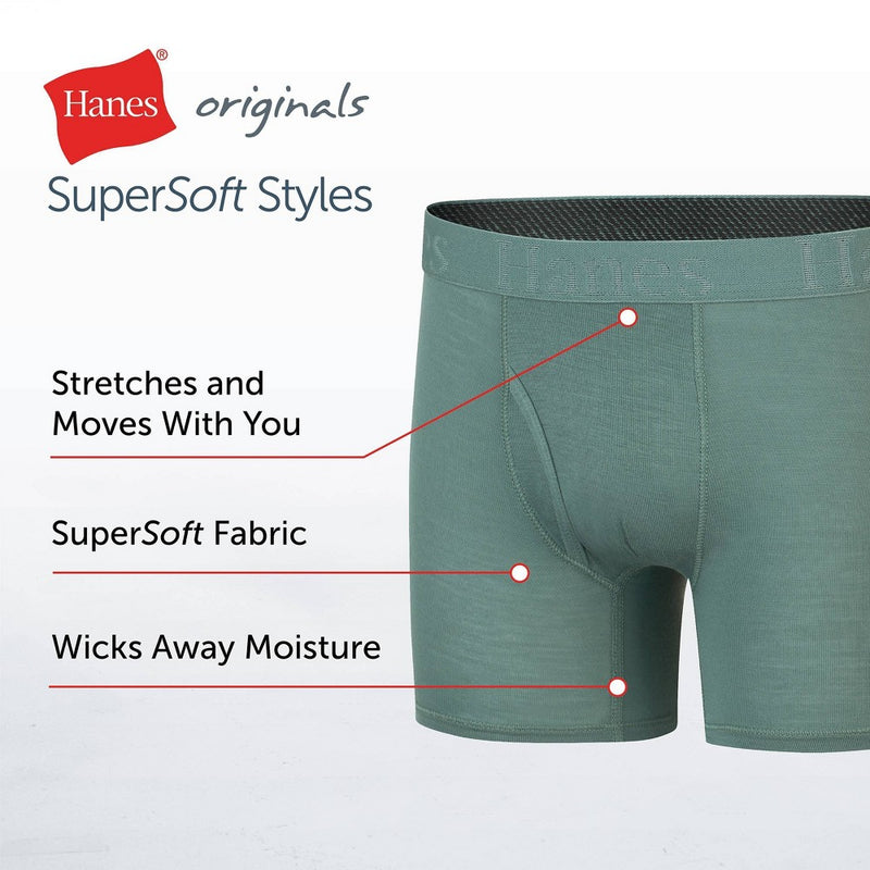 Hanes Originals Boys' 5pk SuperSoft Boxer Briefs M