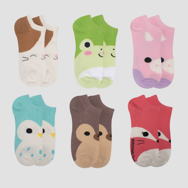 Girls' Squishmallows 6pk No Show Socks - Ivory XS/S