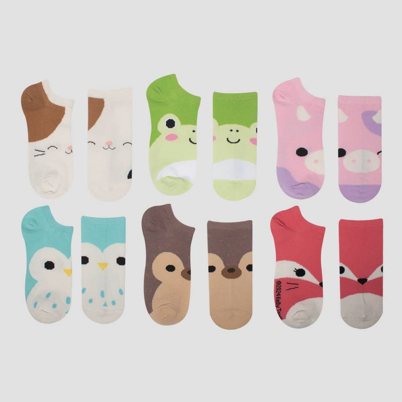 Girls' Squishmallows 6pk No Show Socks - Ivory XS/S