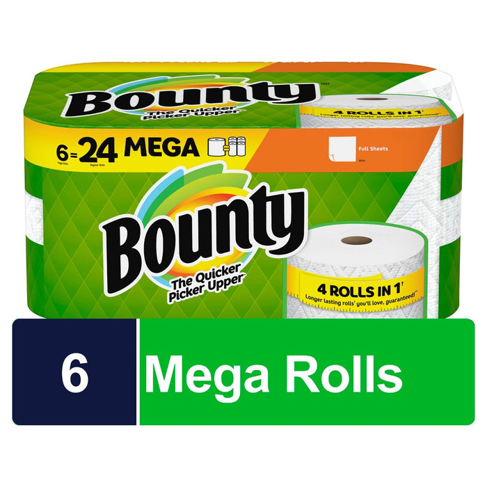 Bounty Full Sheet Paper Towels - 6 Mega Rolls
