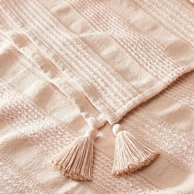 Textured Stripe Dobby Throw Blanket with Corner Tassels Blush - Hearth & Hand with Magnolia