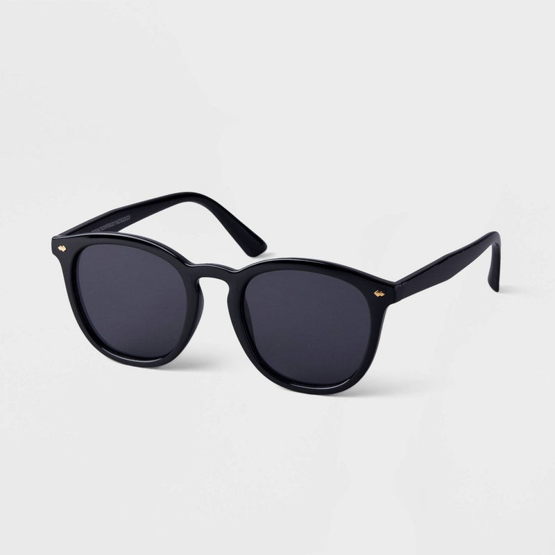 Men's Plastic Round Sunglasses - Goodfellow & Co Black