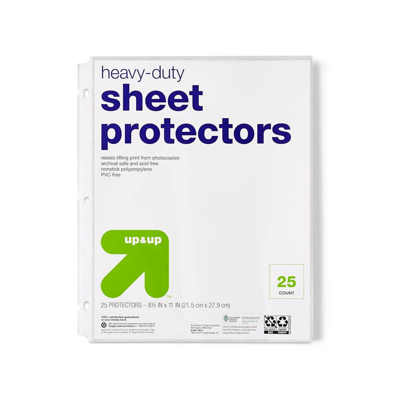 25ct Heavy-Duty Sheet Protectors Clear - up&up