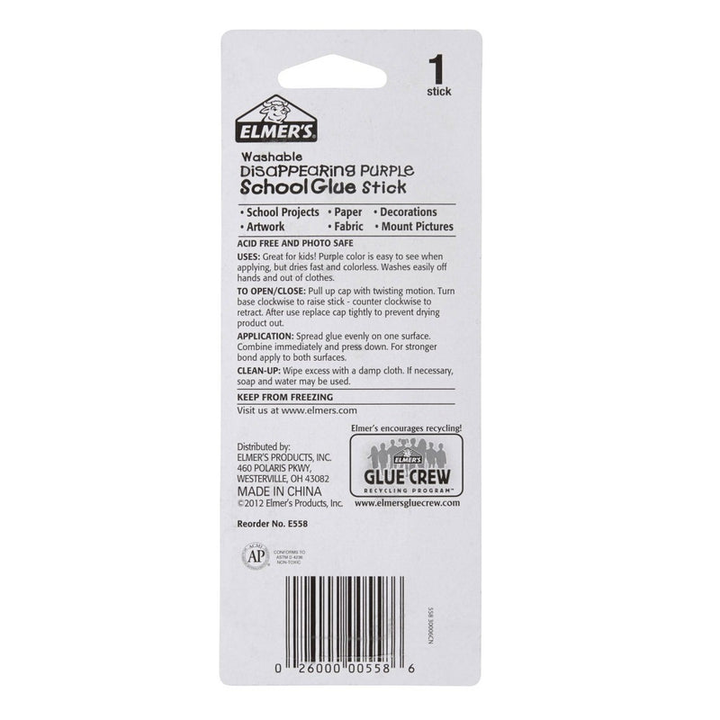 Elmer's 1.4oz Washable School Glue Stick - Disappearing Purple