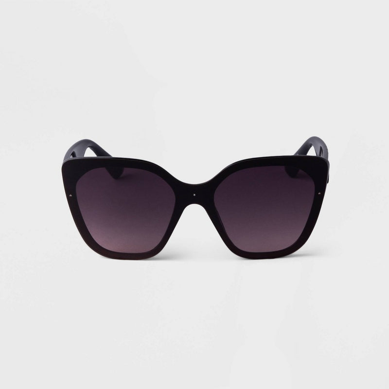 Women's Square Shield Sunglasses - A New Day Black