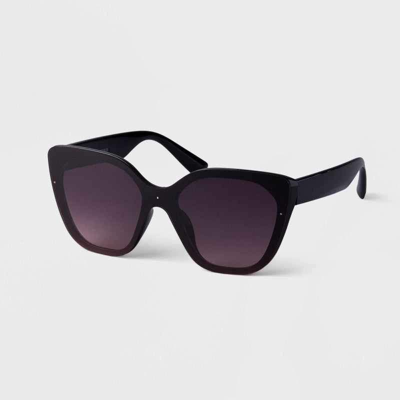 Women's Square Shield Sunglasses - A New Day Black