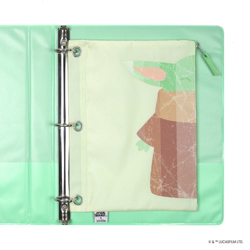 Yoobi Single Zip Binder Pencil Pouch Mint Green Grogu