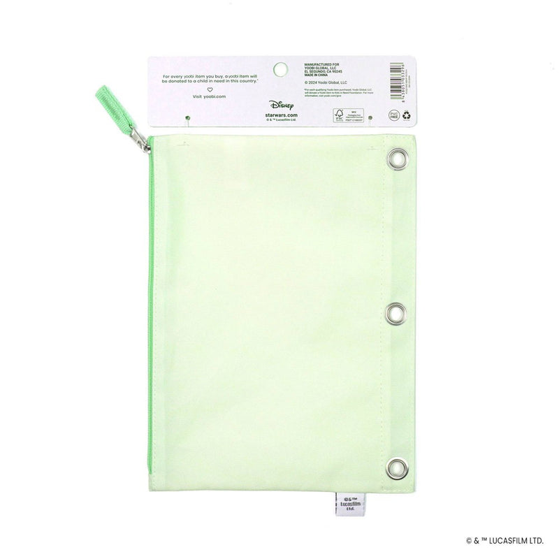 Yoobi Single Zip Binder Pencil Pouch Mint Green Grogu