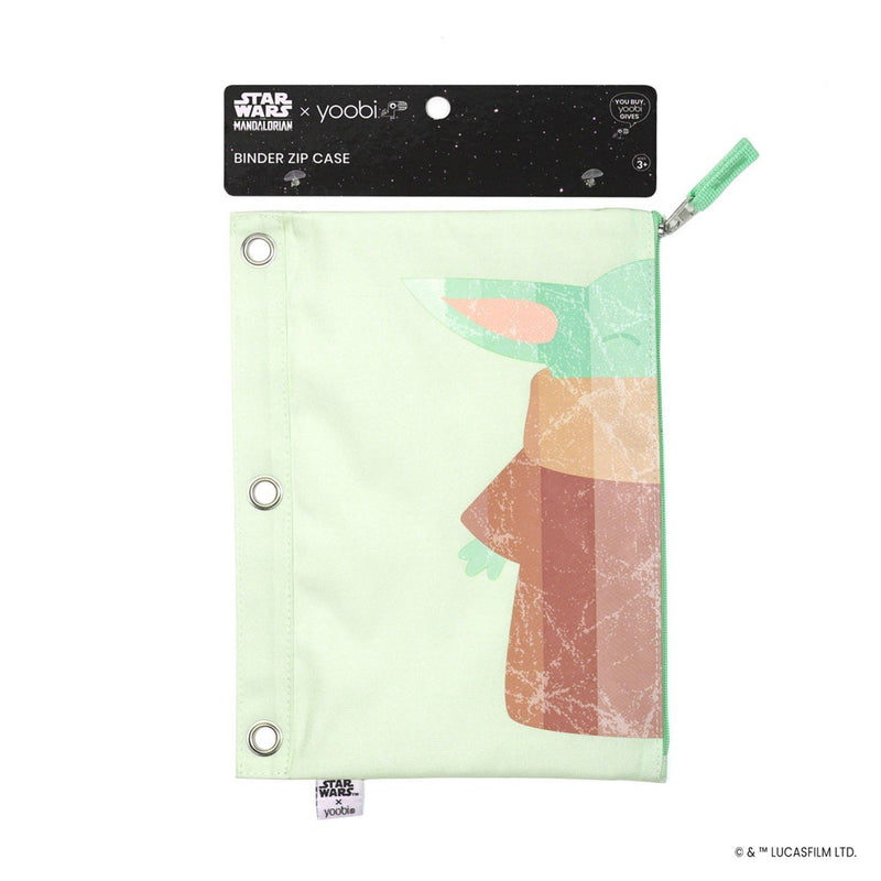 Yoobi Single Zip Binder Pencil Pouch Mint Green Grogu