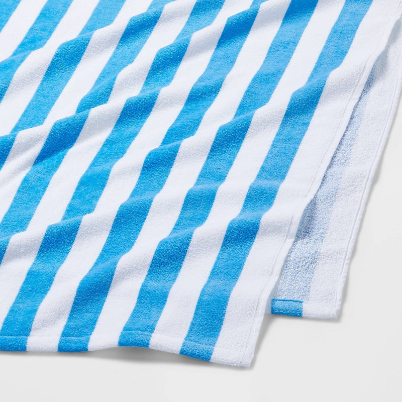 Striped Beach Towel Blue/White - Sun Squad