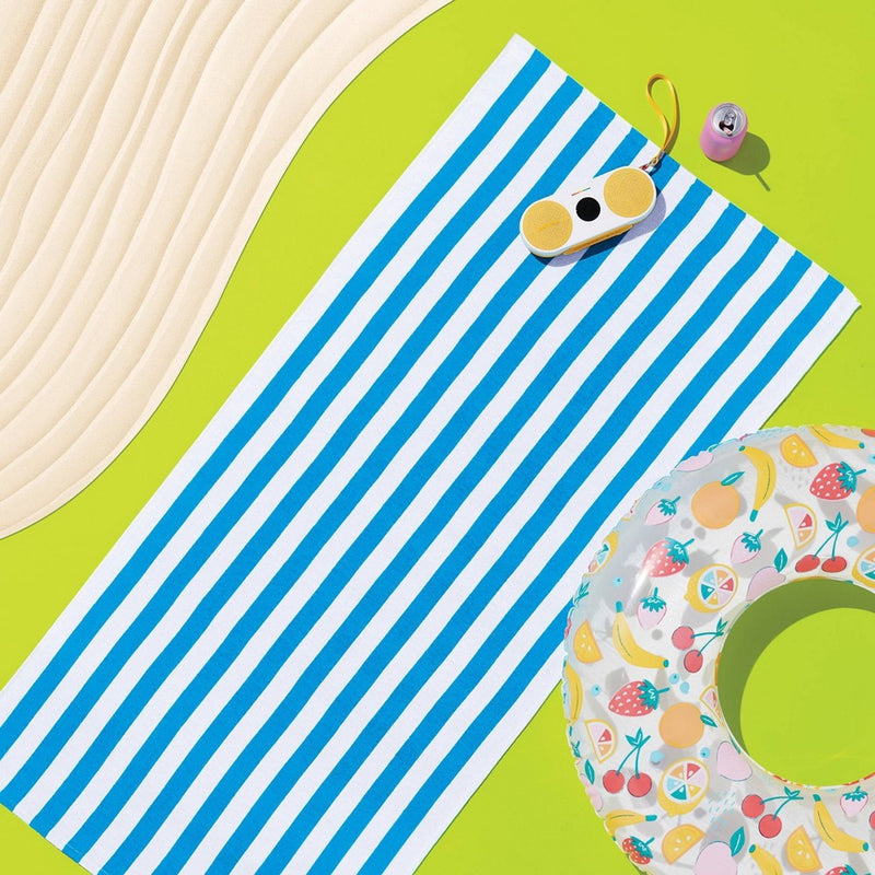 Striped Beach Towel Blue/White - Sun Squad